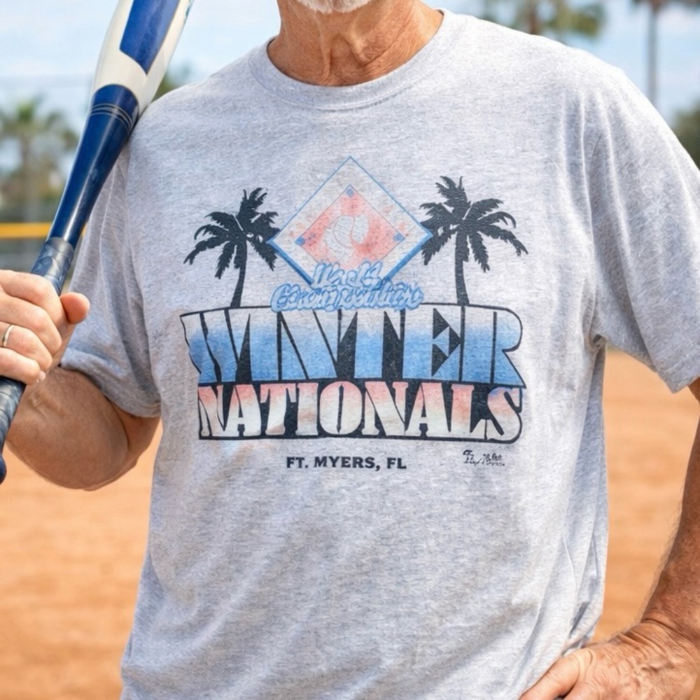 Senior Softball World Championships T-Shirt Mens Division‎ Fort Myers Grey XL